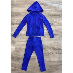 Z by Zella Girls XXS 4 Blue Purple Zip Hooded Jacket & Matching Legging 2pc set